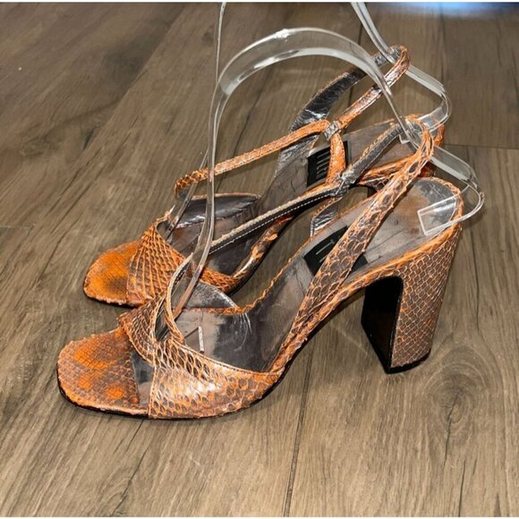 Vintage Richard Tyler Snakeskin Leather Strappy Heels Womens size 6.5 Y2K - Picture 1 of 9